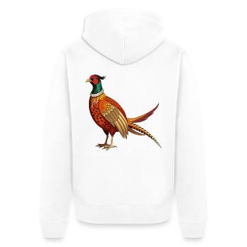 Stehender Fasan - Unisex Premium Bio Zip Hoodie - Weiß - Hinten - Thijin (182cm)