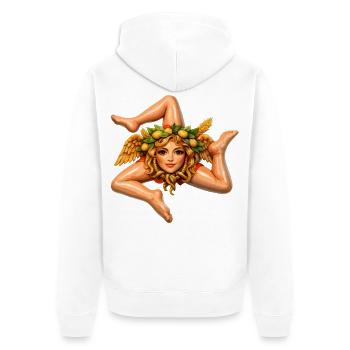 Sizilianische Trinacria - Unisex Premium Bio Zip Hoodie - Weiß - Hinten - Thijin (182cm)