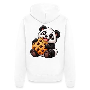 Süßer Panda mit Keksen Cartoon Motiv - Unisex Premium Bio Zip Hoodie - Weiß - Hinten - Thijin (182cm)