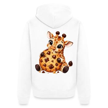 Süße Cartoon Giraffe mit Keks Naschen - Unisex Premium Bio Zip Hoodie - Weiß - Hinten - Thijin (182cm)
