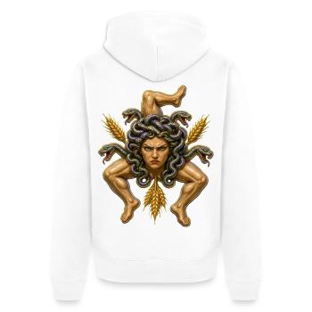 Sizilianische Trinacria ernst - Unisex Premium Bio Zip Hoodie - Weiß - Hinten - Thijin (182cm)