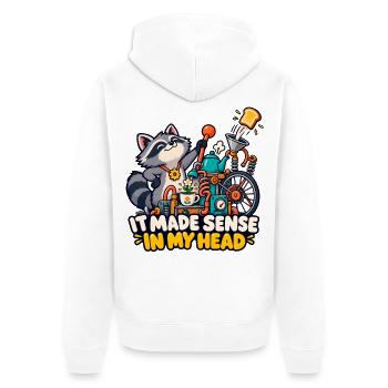 Das ergab in meinem Kopf Sinn - Unisex Premium Bio Zip Hoodie - Weiß - Hinten - Thijin (182cm)