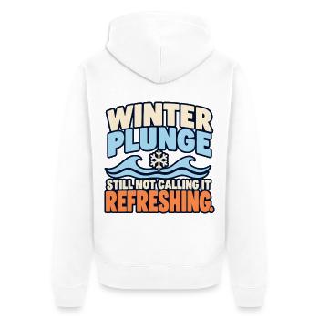 Winter Sprung Kaltwasser-challenge Schwimmfinisher - Unisex Premium Bio Zip Hoodie - Weiß - Hinten - Thijin (182cm)