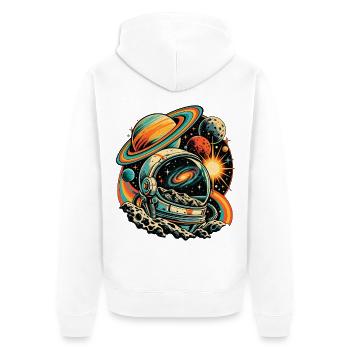 Astronomie Retro Galaxie - Unisex Premium Bio Zip Hoodie - Weiß - Hinten - Thijin (182cm)