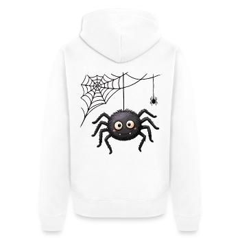 Spinne im Netz Halloween-Anhänger - Unisex Premium Bio Zip Hoodie - Weiß - Hinten - Thijin (182cm)