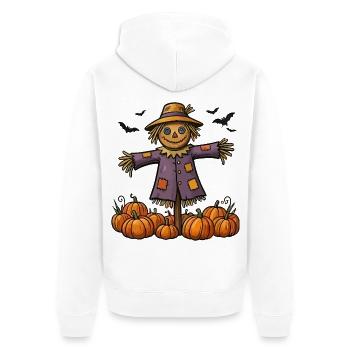 Vogelscheuche auf Kürbissen - Unisex Premium Bio Zip Hoodie - Weiß - Hinten - Thijin (182cm)
