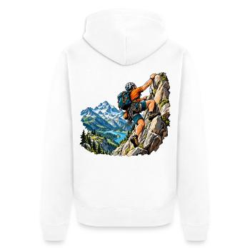 Kletter Abenteuer für Bergsteiger - Unisex Premium Bio Zip Hoodie - Weiß - Hinten - Thijin (182cm)