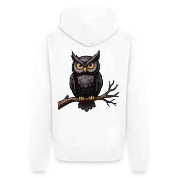 Eule auf einem Ast - Unisex Premium Bio Zip Hoodie - Weiß - Hinten - Thijin (182cm)