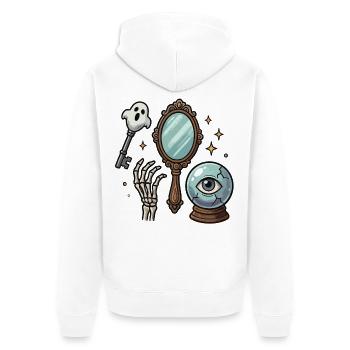 Das Auge, der Spiegel und die Geister - Unisex Premium Bio Zip Hoodie - Weiß - Hinten - Thijin (182cm)
