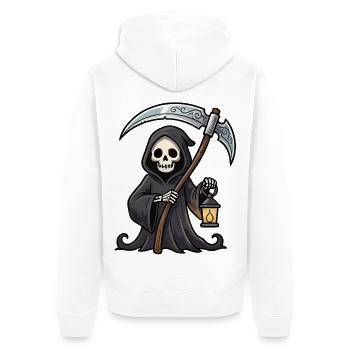 Reaper mit Laterne - Unisex Premium Bio Zip Hoodie - Weiß - Hinten - Thijin (182cm)
