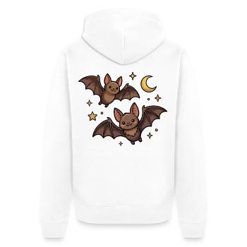 Fledermäuse mit dem Mond - Unisex Premium Bio Zip Hoodie - Weiß - Hinten - Thijin (182cm)