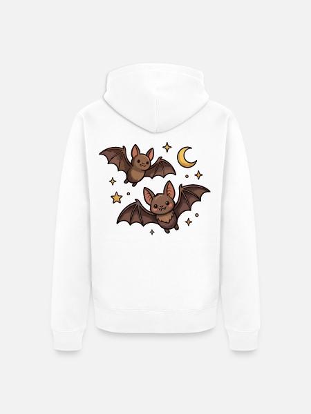 Fledermäuse mit dem Mond - Unisex Premium Bio Zip Hoodie - Weiß