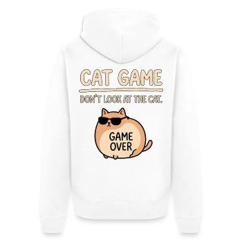 Katzen Spiel Nicht Gucken - Unisex Premium Bio Zip Hoodie - Weiß - Hinten - Thijin (182cm)