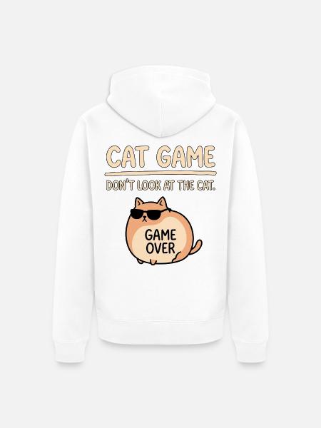Katzen Spiel Nicht Gucken - Unisex Premium Bio Zip Hoodie - Weiß