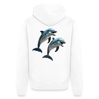 Delfine - Unisex Premium Bio Zip Hoodie - Weiß - Hinten - Thijin (182cm)