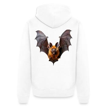 Fledermaus - Unisex Premium Bio Zip Hoodie - Weiß - Hinten - Thijin (182cm)