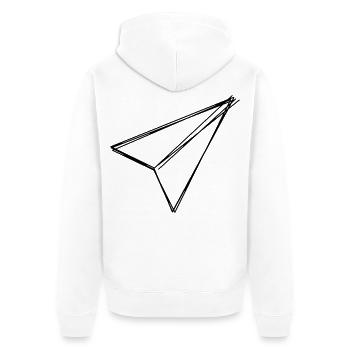 Papierflieger handgezeichnet - Unisex Premium Bio Zip Hoodie - Weiß - Hinten - Thijin (182cm)