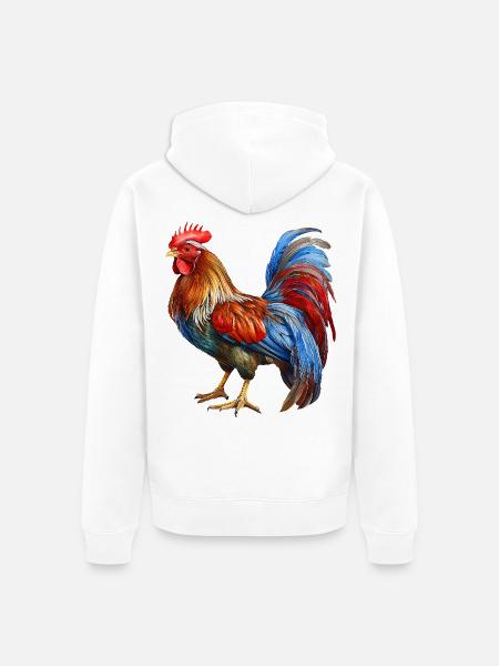 Hahn - Unisex Premium Bio Zip Hoodie - Weiß