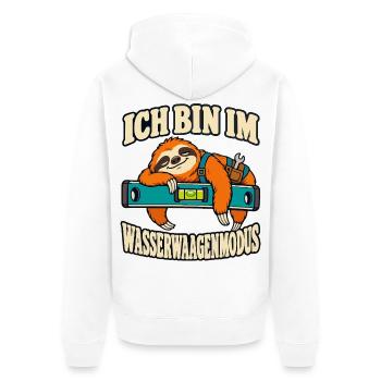 Ich bin im Wasserwaagenmodus – Faultier Heimwerker - Unisex Premium Bio Zip Hoodie - Weiß - Hinten - Thijin (182cm)