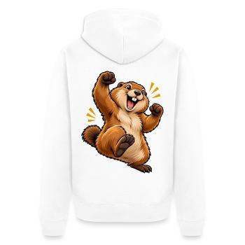 Cartoon springendes Eichhörnchen - Unisex Premium Bio Zip Hoodie - Weiß - Hinten - Thijin (182cm)