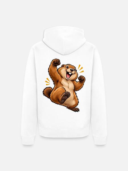 Cartoon springendes Eichhörnchen - Unisex Premium Bio Zip Hoodie - Weiß