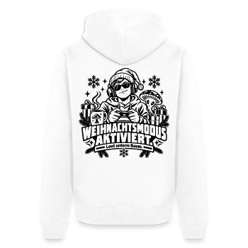 Weihnachtsmodus aktiviert: Lustiges Gamer-Geschenk - Unisex Premium Bio Zip Hoodie - Weiß - Hinten - Thijin (182cm)
