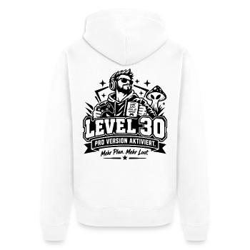 30. Geburtstag: Level 30 Gamer-Geschenk mit Humor! - Unisex Premium Bio Zip Hoodie - Weiß - Hinten - Thijin (182cm)