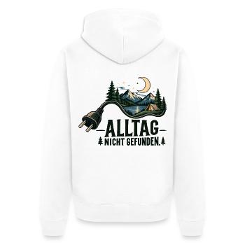 Alltag Nicht Gefunden – Nachtcamping - Unisex Premium Bio Zip Hoodie - Weiß - Hinten - Thijin (182cm)