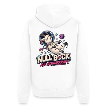 Null Bock auf Schwerkraft - Unisex Premium Bio Zip Hoodie - Weiß - Hinten - Thijin (182cm)