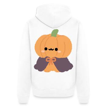 Chibi Kürbis-Cape-Plüsch - Unisex Premium Bio Zip Hoodie - Weiß - Hinten - Thijin (182cm)