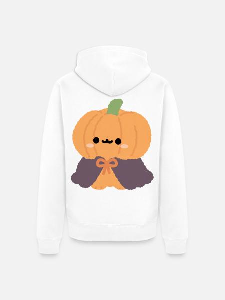 Chibi Kürbis-Cape-Plüsch - Unisex Premium Bio Zip Hoodie - Weiß