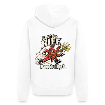 Gitarrenriff Rock Metal Fan Gitarrist - Unisex Premium Bio Zip Hoodie - Weiß - Hinten - Thijin (182cm)