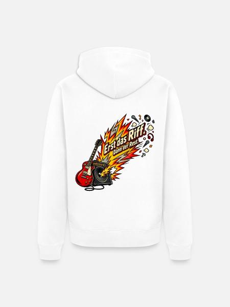 Rockfan Gitarrenriff Metal Fan Riff zuerst - Unisex Premium Bio Zip Hoodie - Weiß
