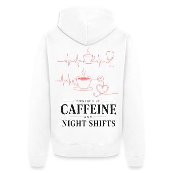 Kaffeeherz Nachtdienst Design - Unisex Premium Bio Zip Hoodie - Weiß - Hinten - Thijin (182cm)