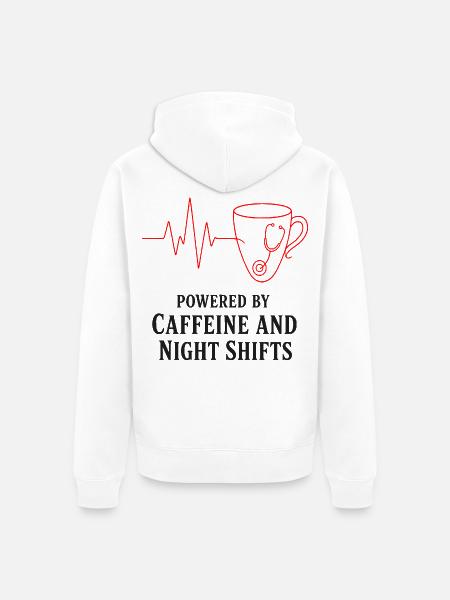 Kaffee und Nachtschichten - Unisex Premium Bio Zip Hoodie - Weiß