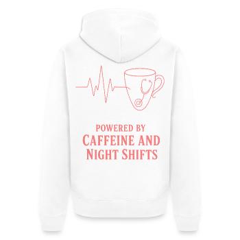 Kaffeeherz für Nachtschichthelden - Unisex Premium Bio Zip Hoodie - Weiß - Hinten - Thijin (182cm)