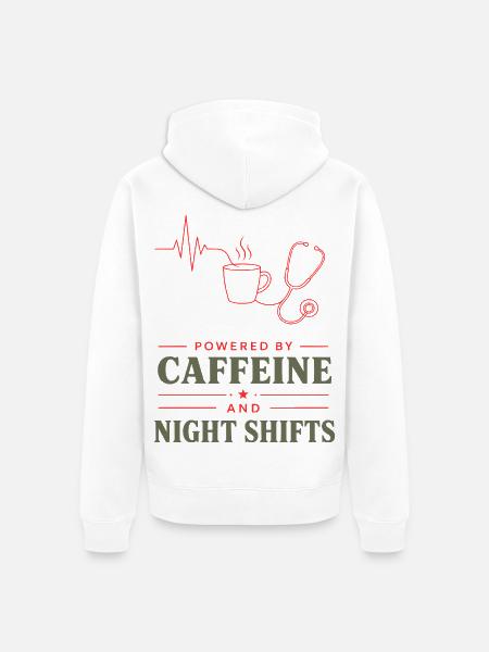 KaffeeKraft Nachtschicht - Unisex Premium Bio Zip Hoodie - Weiß