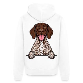 Deutsch Kurzhaar - Unisex Premium Bio Zip Hoodie - Weiß - Hinten - Thijin (182cm)