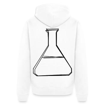 Laborkolben handgezeichnet - Unisex Premium Bio Zip Hoodie - Weiß - Hinten - Thijin (182cm)