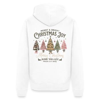 Merry Christmas Joy Tannenbaum Vintage Geschenk - Unisex Premium Bio Zip Hoodie - Weiß - Hinten - Thijin (182cm)