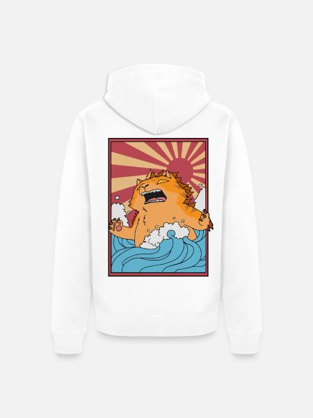 Catzilla Monsterkatze - Unisex Premium Bio Zip Hoodie - Weiß