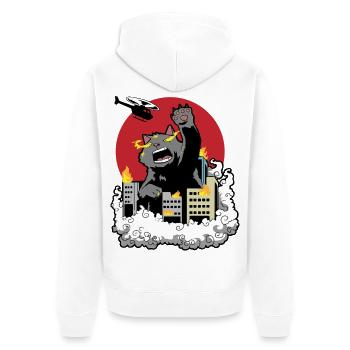  Catzilla Monsterkatze - Unisex Premium Bio Zip Hoodie - Weiß - Hinten - Thijin (182cm)