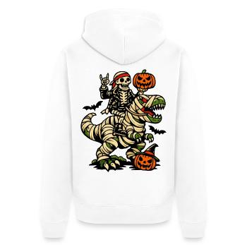 Skelett reitet Dino Halloween Kostüm Dinosaurier - Unisex Premium Bio Zip Hoodie - Weiß - Hinten - Thijin (182cm)