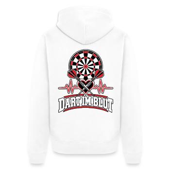 Dart im Blut: Herz Pfeile - Unisex Premium Bio Zip Hoodie - Weiß - Hinten - Thijin (182cm)