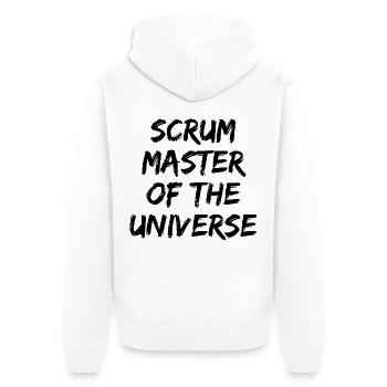 SCRUM MASTER OF THE UNIVERSE AGILE TEAM - Unisex Premium Bio Zip Hoodie - Weiß - Hinten - Thijin (182cm)