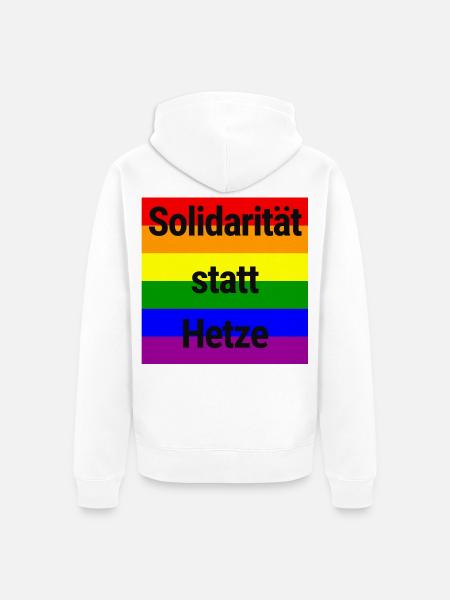 SOLIDARITÄT STATT HETZE REGENBOGEN STATEMENT - Unisex Premium Bio Zip Hoodie - Weiß