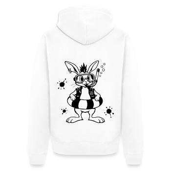 Bunny Punk und das Taucherhase Abenteuer - Unisex Premium Bio Zip Hoodie - Weiß - Hinten - Thijin (182cm)