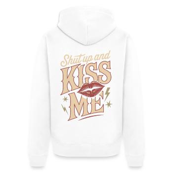 Shut Up And Kiss Me Küss Mich Einfach Valentinstag - Unisex Premium Bio Zip Hoodie - Weiß - Hinten - Thijin (182cm)