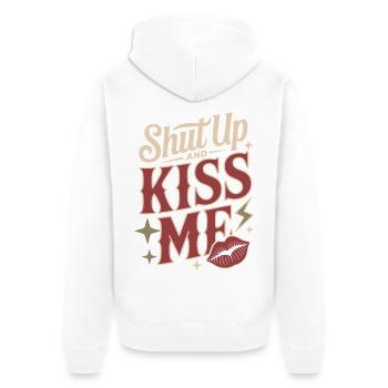 Shut Up And Kiss Me Küss Mich Einfach Valentinstag - Unisex Premium Bio Zip Hoodie - Weiß - Hinten - Thijin (182cm)