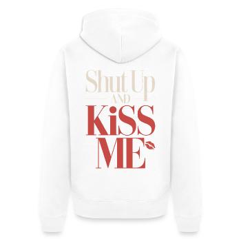 Shut Up And Kiss Me Küss Mich Einfach Valentinstag - Unisex Premium Bio Zip Hoodie - Weiß - Hinten - Thijin (182cm)